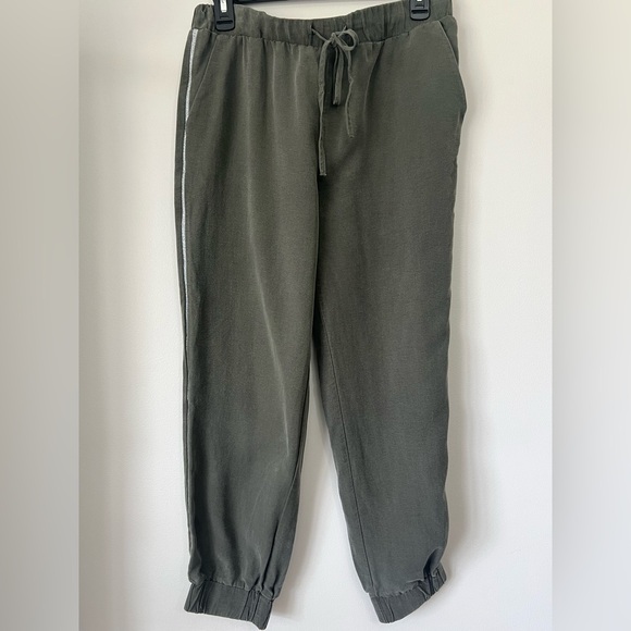 Zara Olive Green Joggers With Metallic Sidestripe Size Medium - Picture 2 of 15